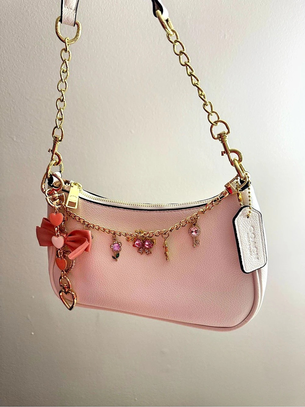 Coach Teri Shoulder Bag Pink & White